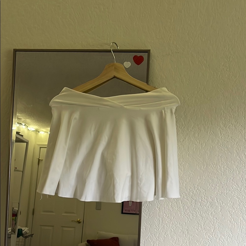 White Mini Tennis Cross Over Skirt